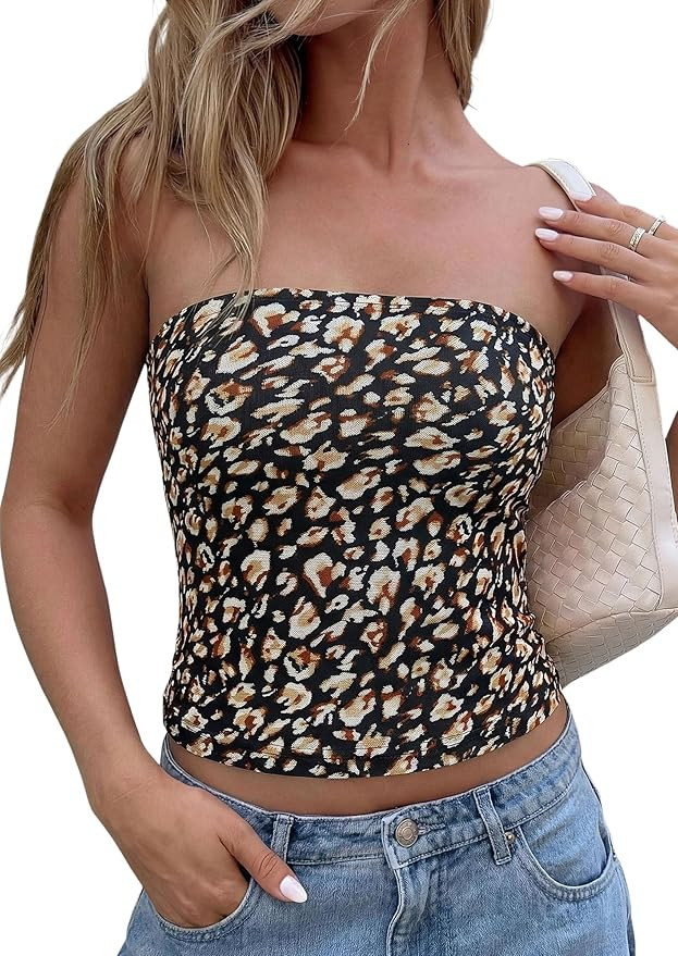 PRETTYGARDEN Tube Tops for Women 2026 Summer Spring Floral Strapless Going Out Tops Y2K Mesh Cute... | Amazon (US)