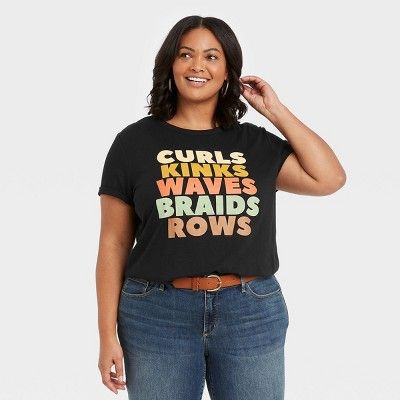 Black History Month Women's 'Curls Kinks' Short Sleeve Graphic T-Shirt - Black | Target