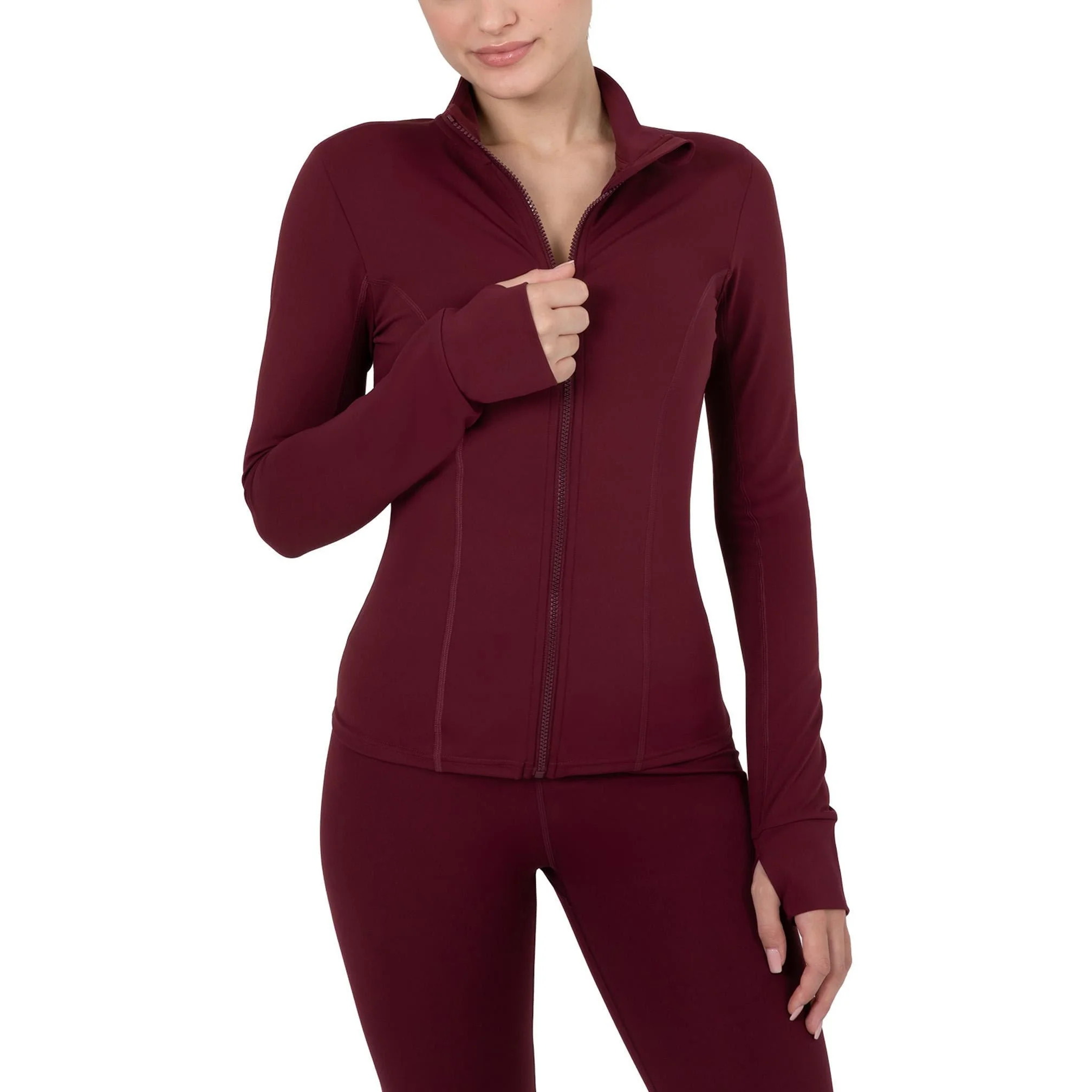 Yitty Active Women's Ultraluxe Full Lenght Full Zip Jacket, Athleisure, 4-Way-Stretch, Thumbholes... | Walmart (US)