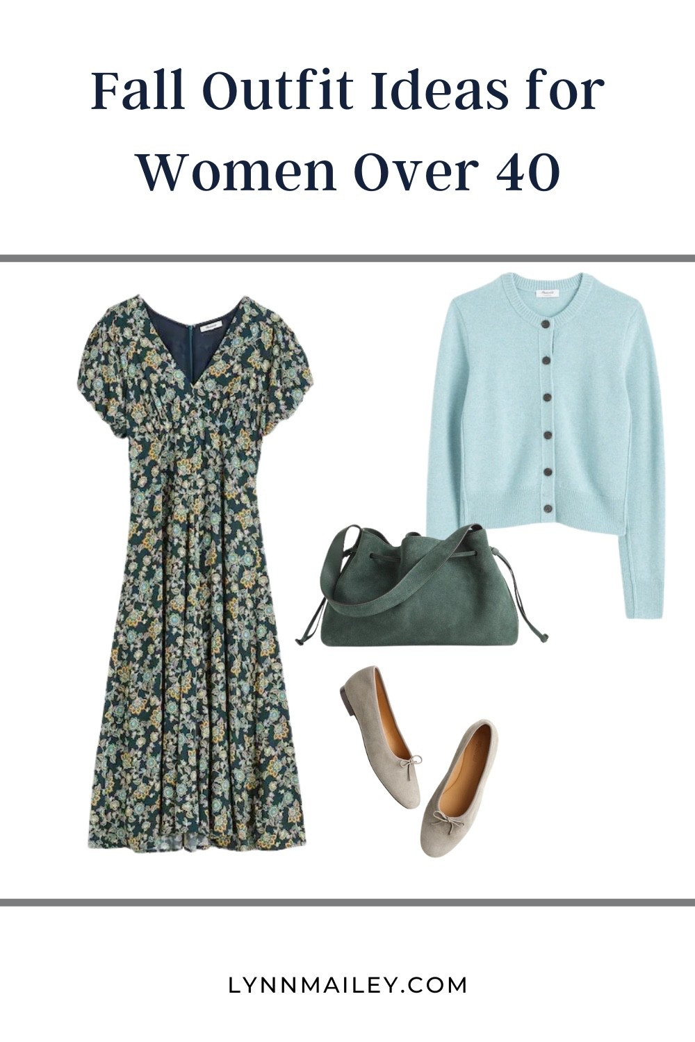 A floral dress layered with a cozy cardigan and ballet flats – an easy fall outfit idea for women 40+. Perfect for classic style that feels polished comfortable.

#LTKWorkwear #LTKOver40 #LTKMidsize