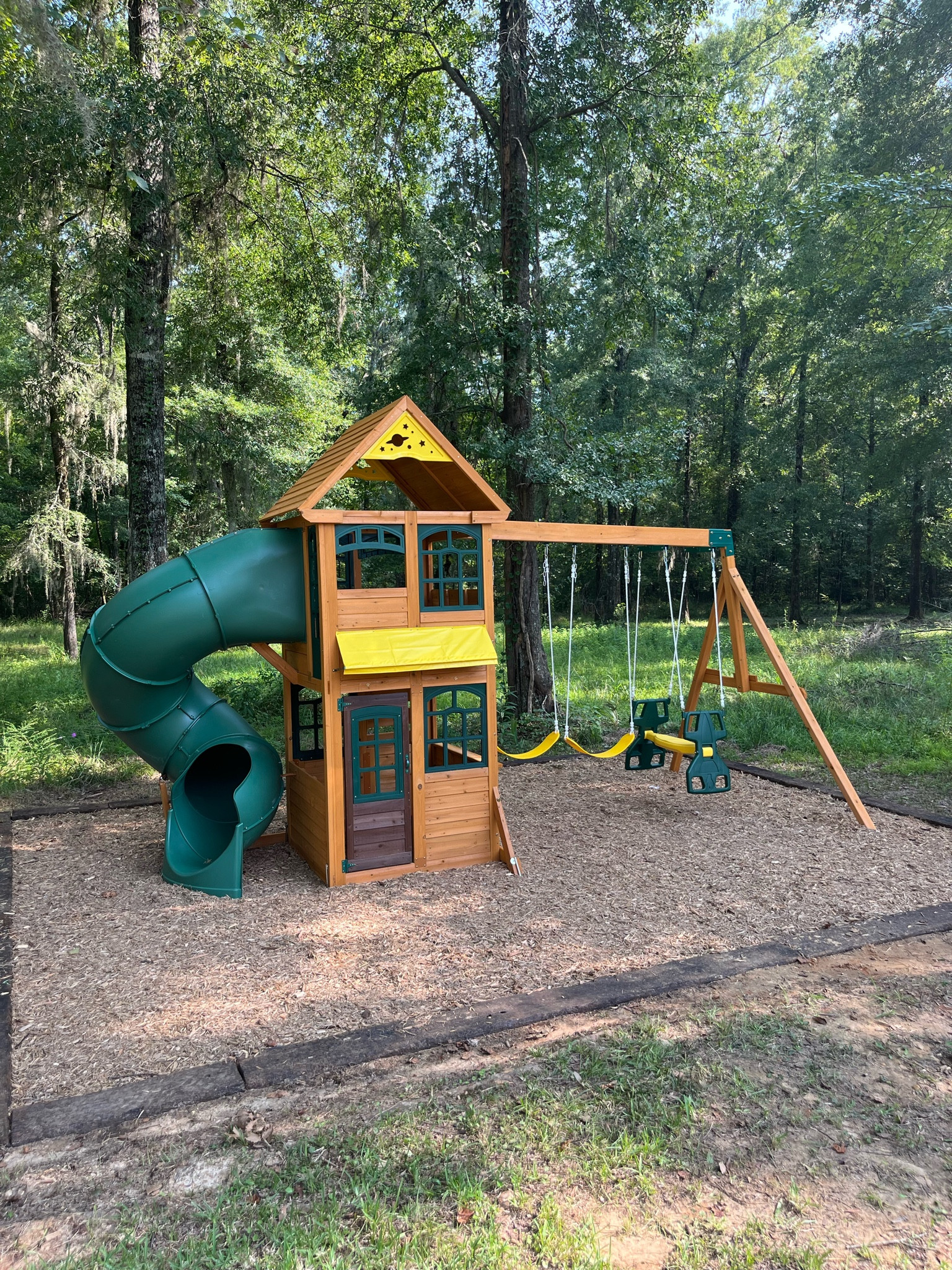 Charleston lodge wooden swing set store by kidkraft