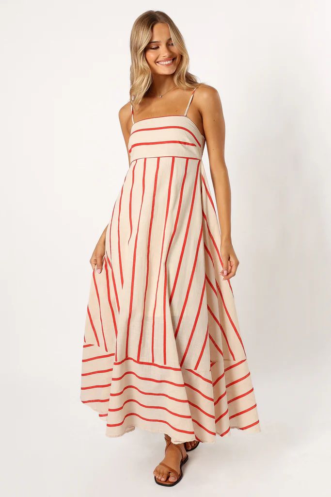 Brea Maxi Dress - Cream Stripe | Petal & Pup (AU)