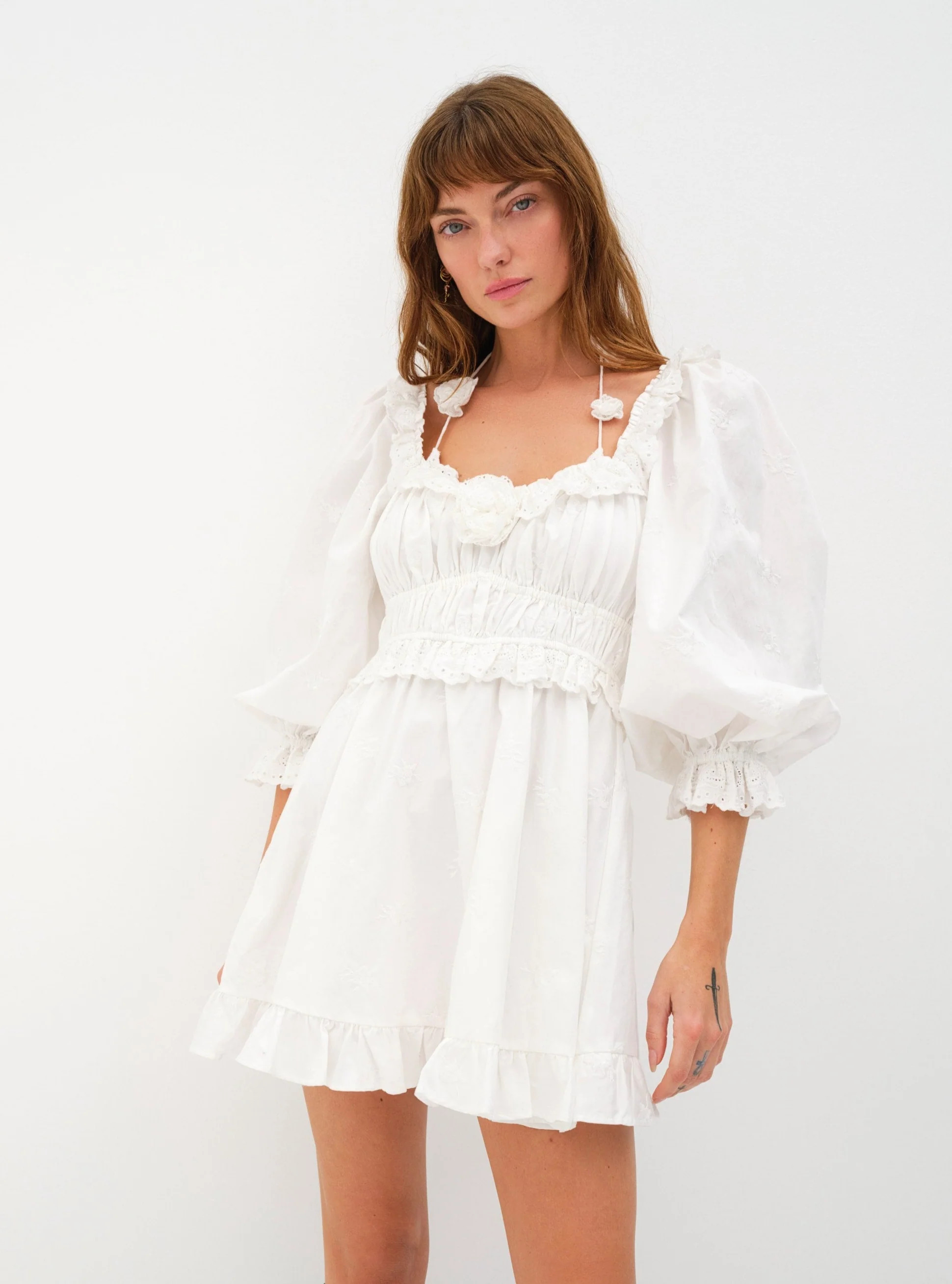 Tiana Mini Dress — White | For Love & Lemons