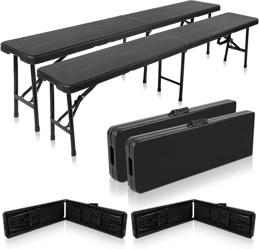 Roowest 2 Pcs Plastic Folding Portable Bench Seat 6 Feet Foldable Bench Seating with Carrying Han... | Amazon (US)