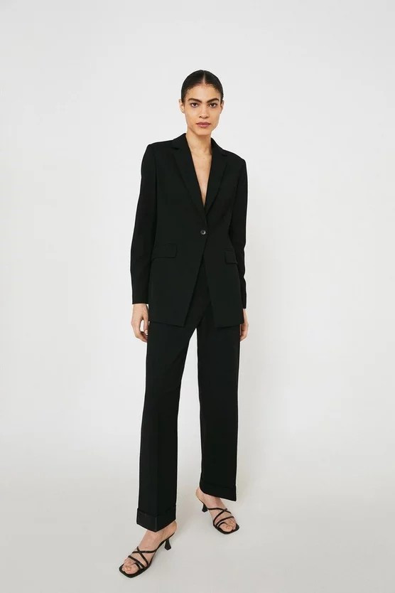 Premium Crepe Long Line Blazer | Warehouse UK & IE