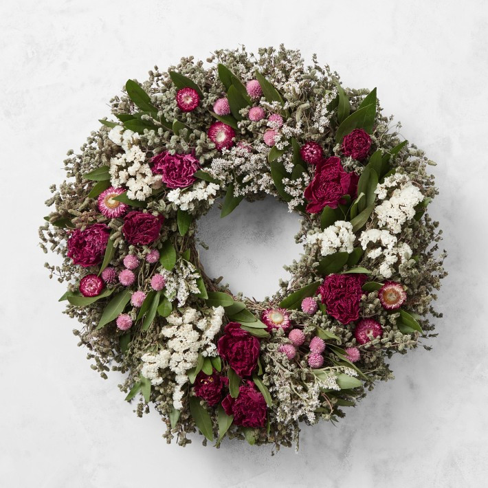 Peony Blooms Live Wreath, 20" | Williams-Sonoma