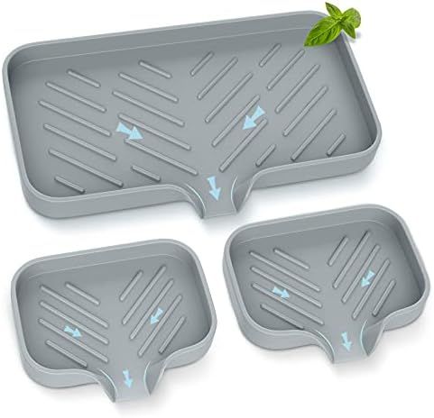 Kitchen Soap Tray,Kitchen Sink Tray Sponge Tray Kitchen Sponge Holder Self Draining Premium Silic... | Amazon (US)