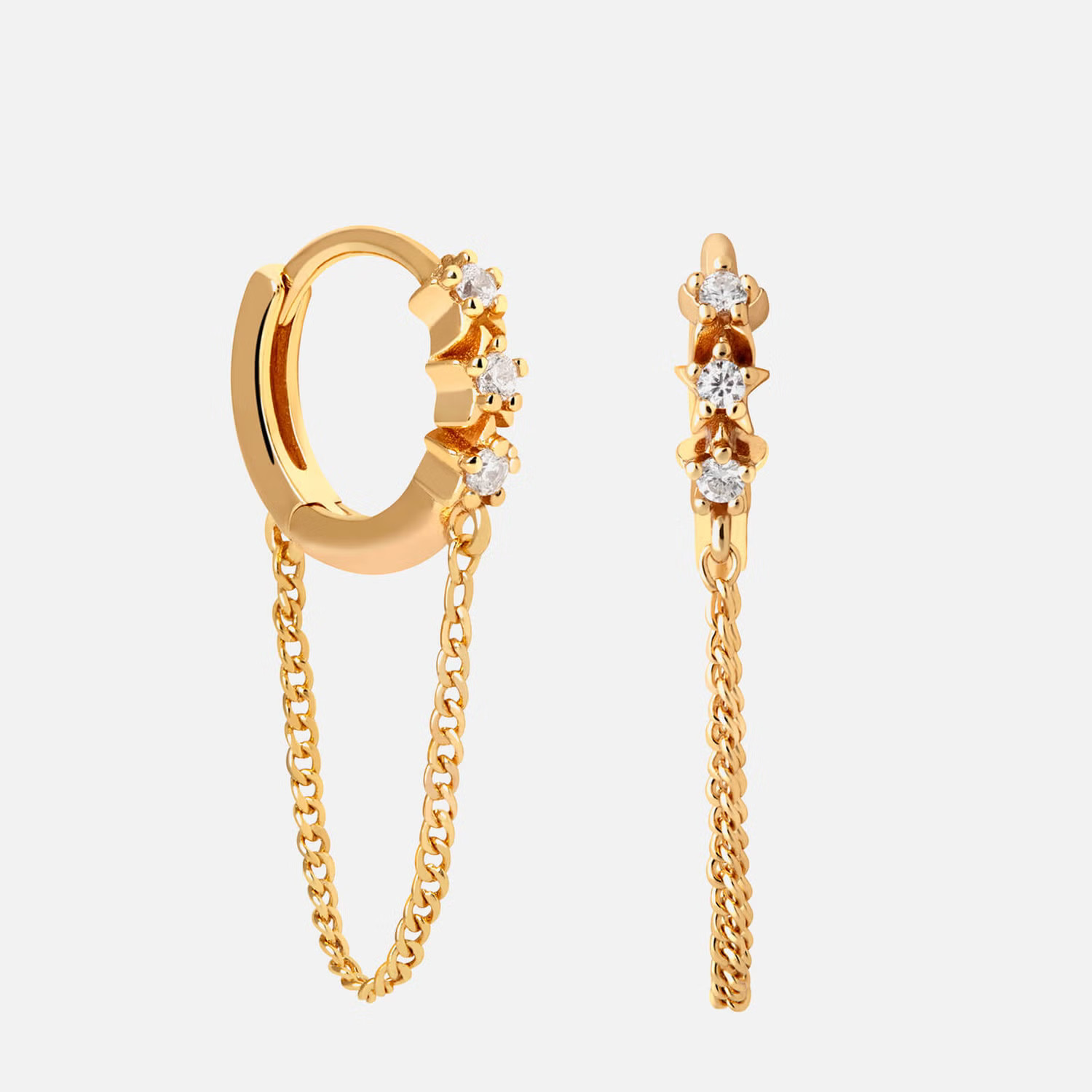 Astrid & Miyu Women's Twilight Chain Huggies - Gold | Coggles (Global)