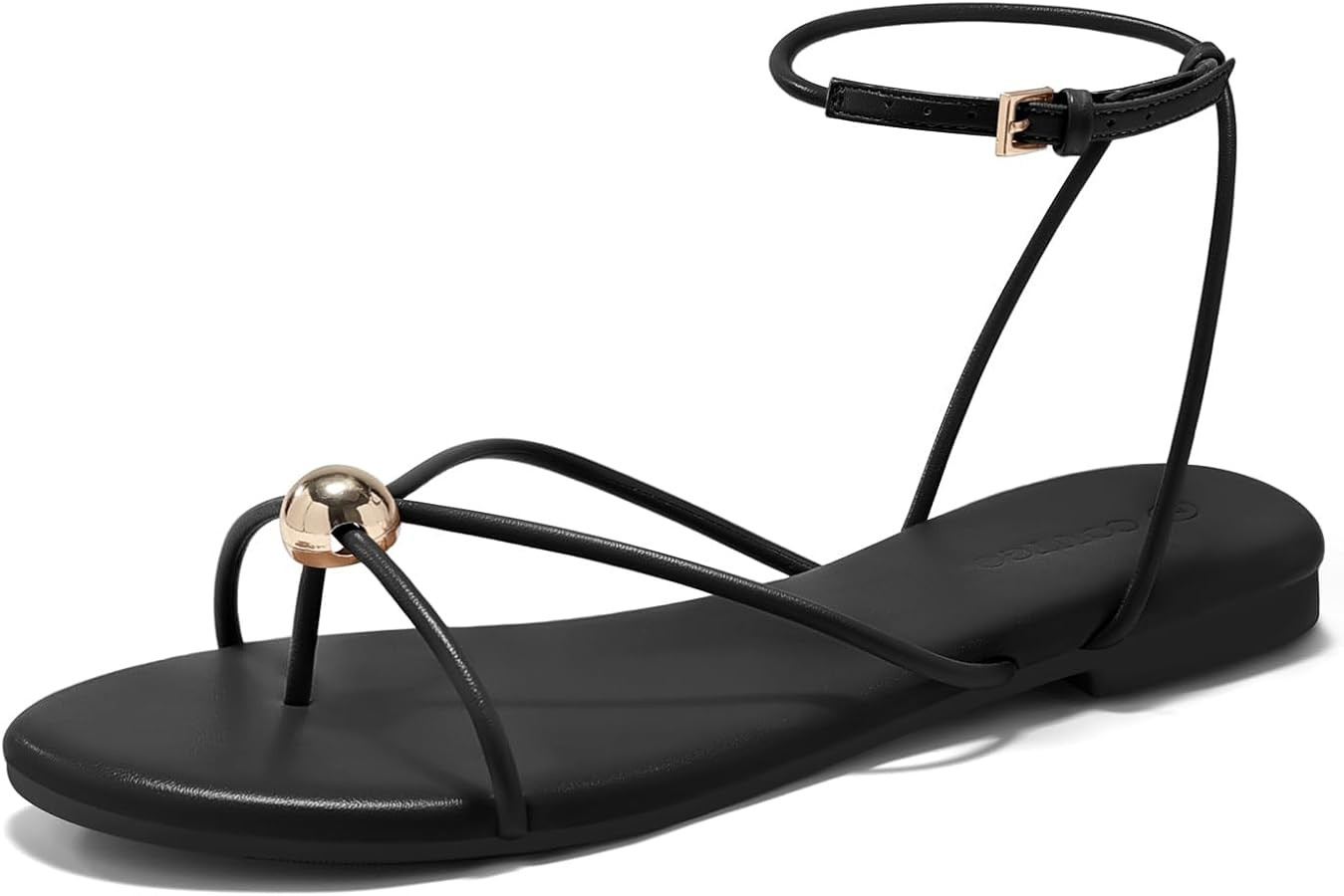 Coutgo Womens Strappy Flat Sandals Open Toe Flip Flops Sandals Ankle Strap Summer Beach Shoes | Amazon (US)
