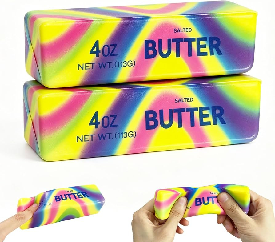 Butter Squishy, 2026 Newest Slow Rising Squeeze Toy \u2013 Realistic Butter Stick, Rainbow Swirl,... | Amazon (US)