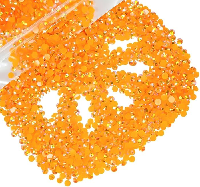 3000PCS 5mm Tangerine‌ Orange AB Resin Rhinestones for Crafting Pumpkin‌ Orange Flatback Jell... | Amazon (US)
