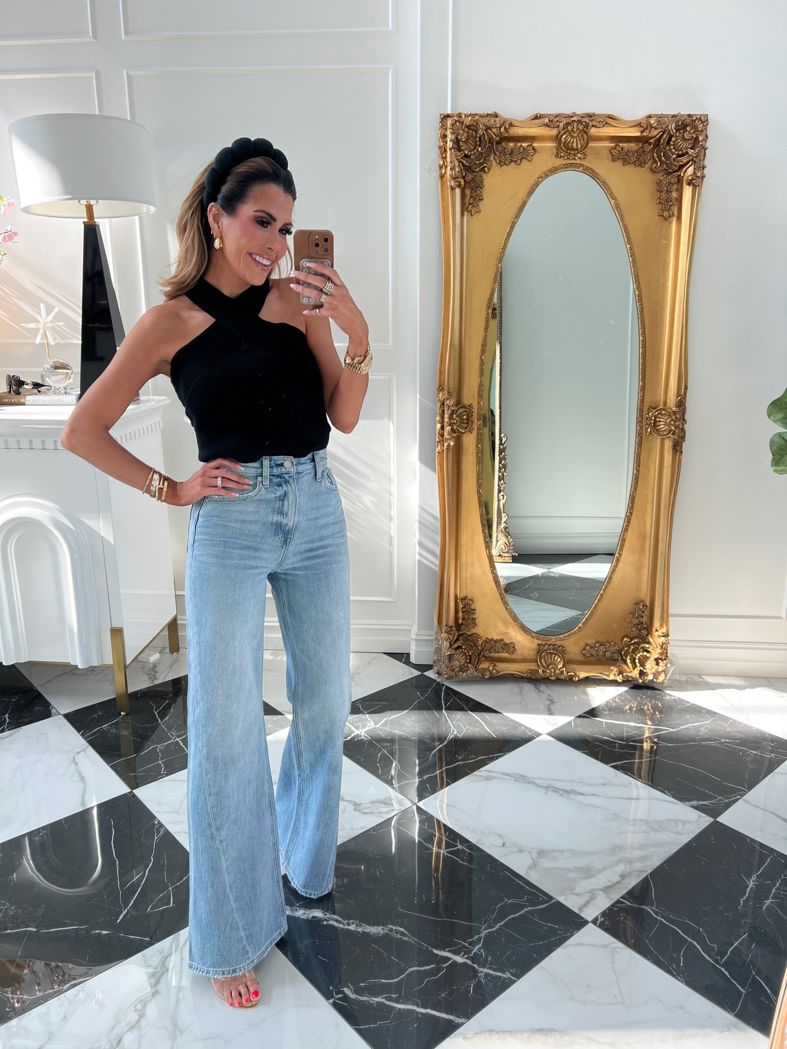 Wearing XS in top, size 25 in jeans. 

Full try on haul on my Instagram stories & will all be saved on my NSALE highlight tab and also on my blog!💛👜👛 

NSALE, Nordstrom anniversary sale 2023, emily ann gemma NSALE picks, best of NSALE, #NSALE, wide leg jeans, black top, casual outfit ideas 

#LTKshoecrush #LTKsalealert #LTKxNSale