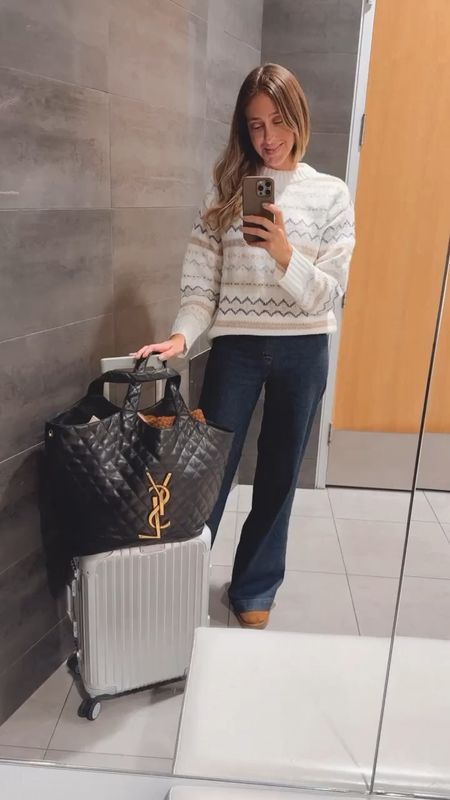 Traveling to aspen comfortably and looking cute ✈️🥰 spanx wide leg pants , ultra comfortable and stretchy . Cozy sweaters and my favorite Ugg boots 
Winter trip 
Winter outfit  

#LTKstyletip #LTKSeasonal #LTKtravel
