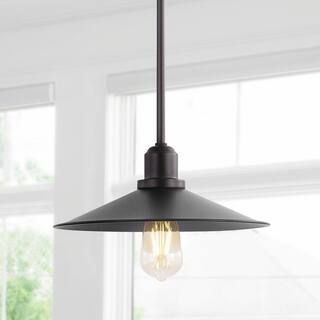 JONATHAN Y Prairie 10.5 in. 1-Light Oil Rubbed Bronze Bohemian Farmhouse Iron LED Chandelier/Pend... | The Home Depot