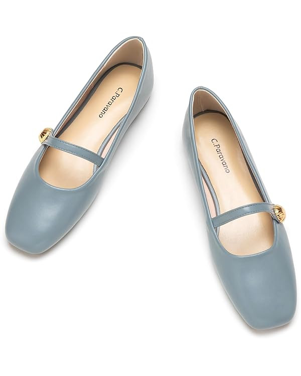C.Paravano Mary Jane Shoes for Women | Women Flats | Womens Square Toe Flats | Leather Mary Jane | Amazon (US)