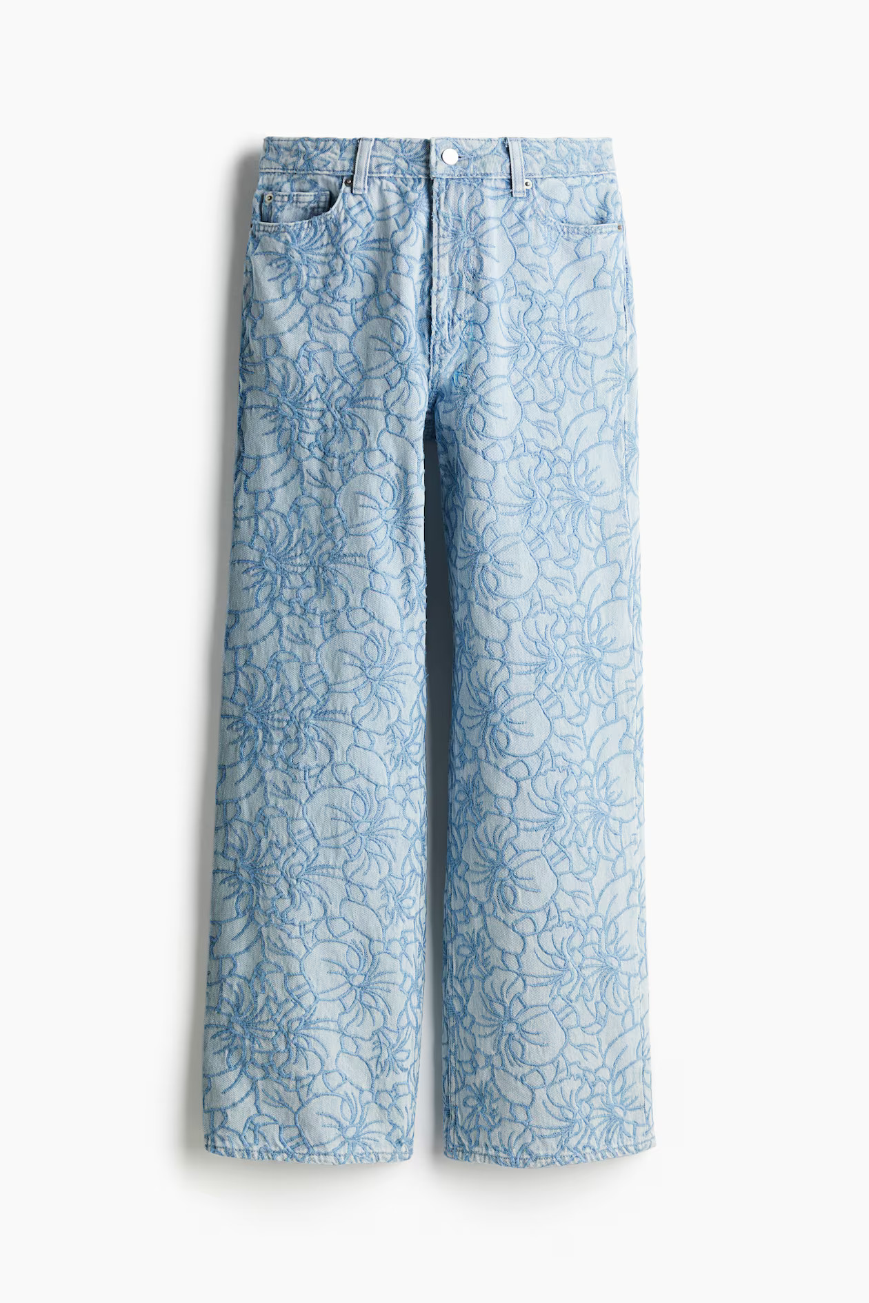 Vaquero bordado de corte recto - Azul denim claro - MUJER | H&M ES | H&M (FR, IT, ES, PT, BE)