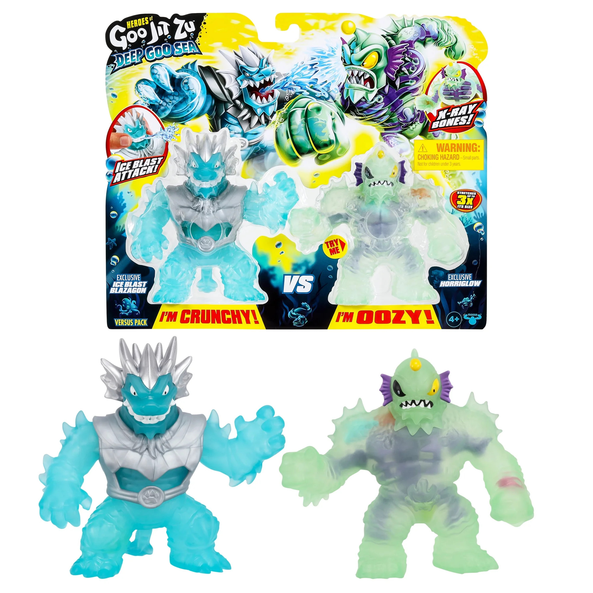 Heroes of Goo Jit Zu Deep Goo Sea Versus Pack, Ice Blast Blue Blazagon VS Green Horriglow, Ages 4... | Walmart (US)