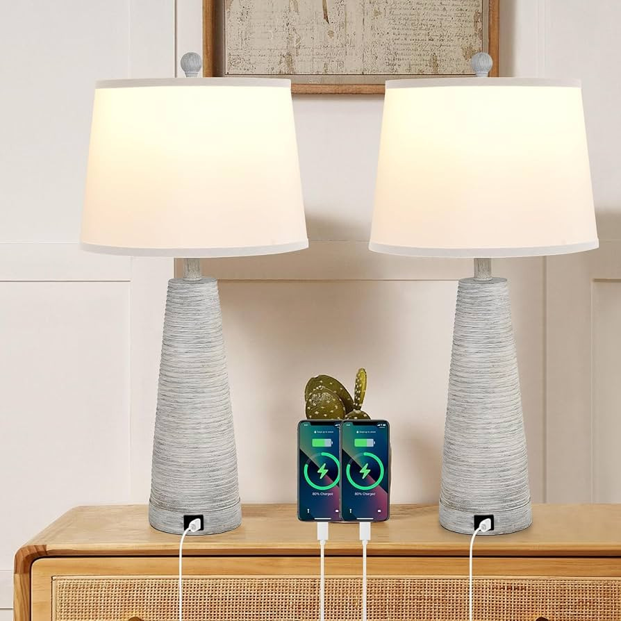 Terpsichore Nightstand Lamp Bedside Lamps Set of 2 Vintage Rustic Farmhouse Table Lamp 3 Way Dimm... | Amazon (US)