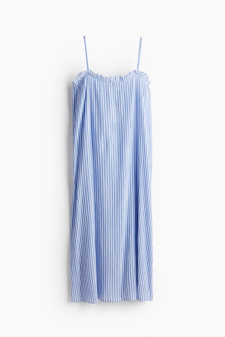 Ruffle-trimmed Cotton Dress - Blue/striped - Ladies | H&M US | H&M (US + CA)