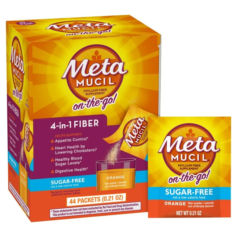 Metamucil Fiber Supplement Packets, Fiber Powder for Digestive Health, Sugar Free Orange, 44 Coun... | Walmart (US)