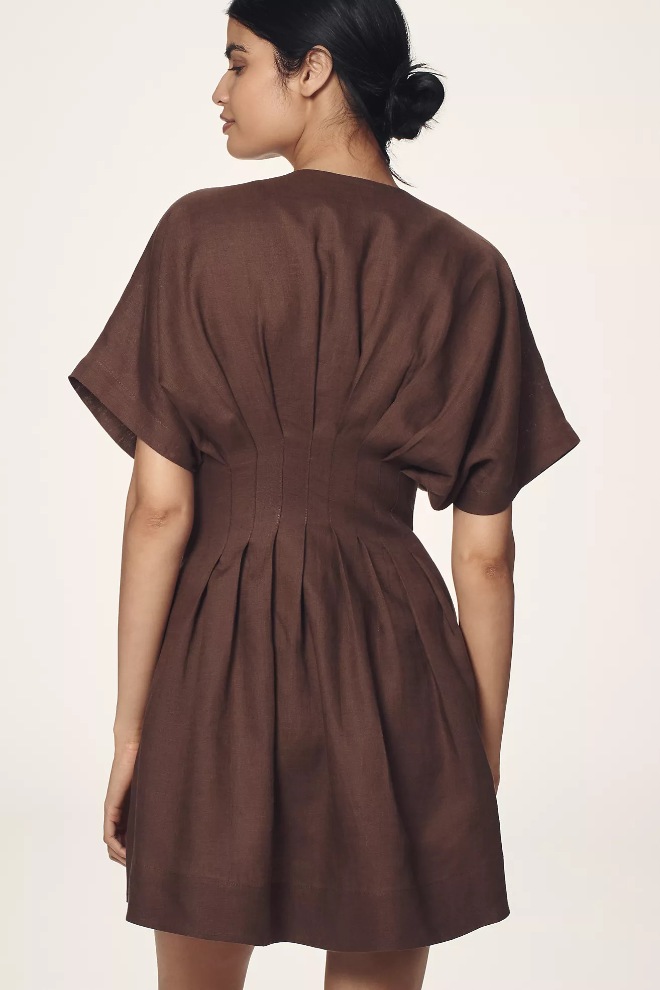 The Tobie Button-Front Pleated Shirt Dress by Exquise: Linen Mini Edition | Anthropologie (US)