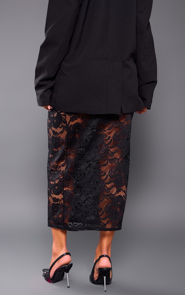 Black Lace Midi Skirt | Pretty Little Thing (Australia & New Zealand)