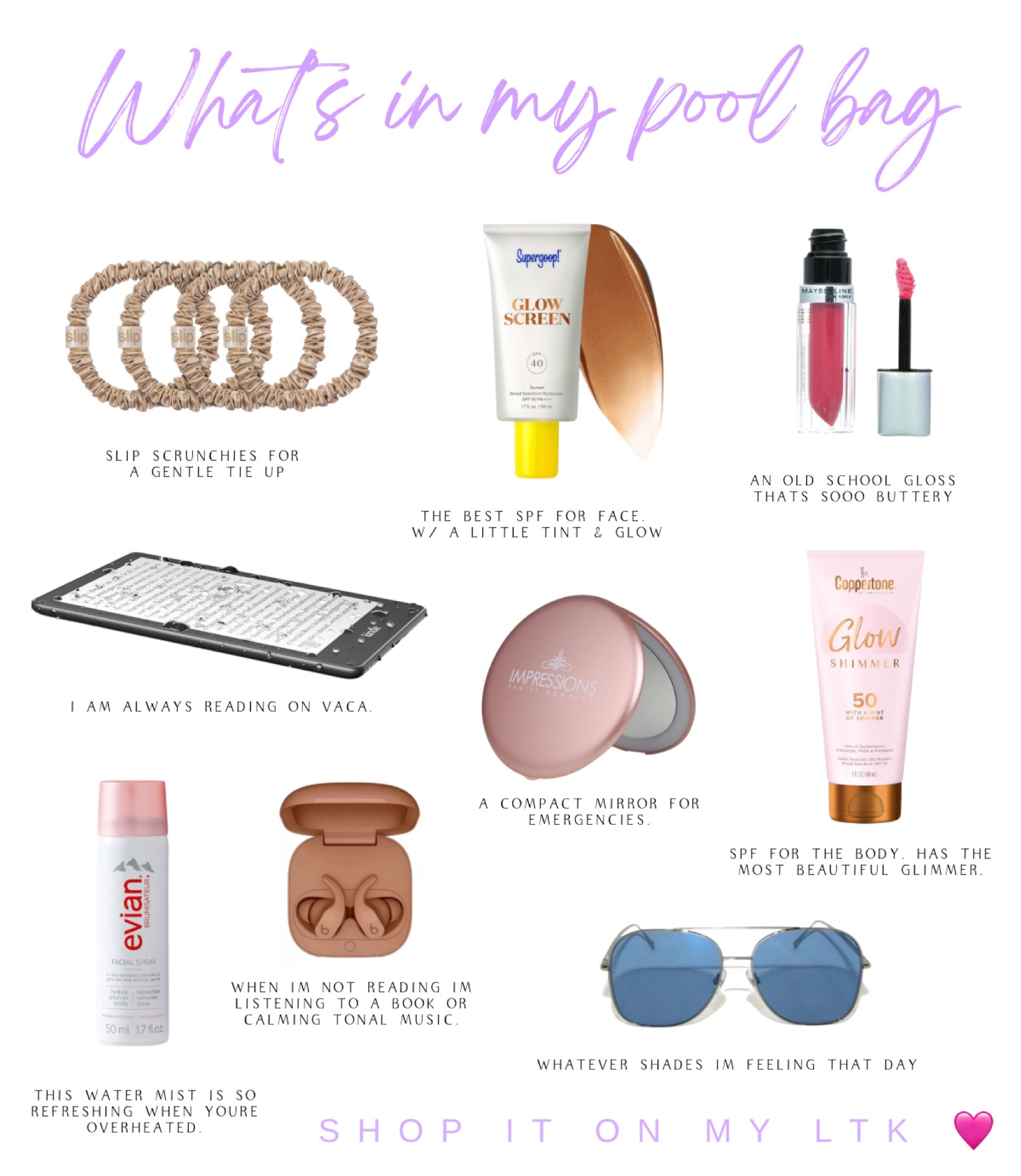 All the essentials for a day by the pool while on vacation 💜 

#LTKxSephora #LTKfindsunder50 #LTKtravel