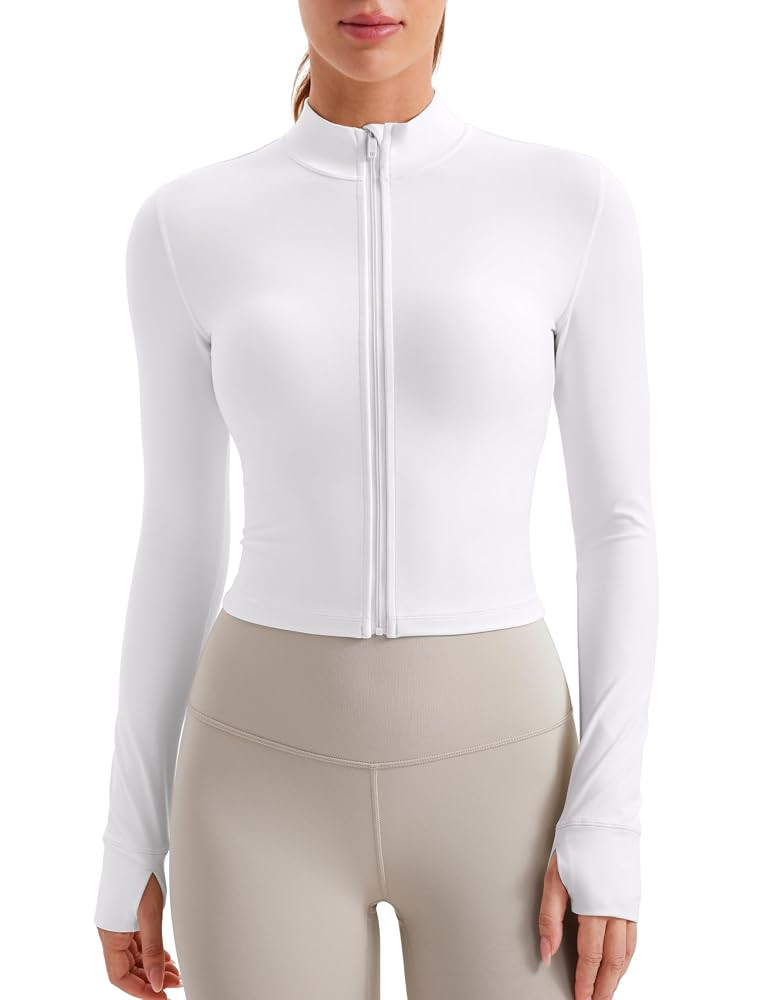 CRZ YOGA Womens Butterluxe Full Zip Cropped Workout Jacket Slim Fit Lightweight Athletic Yoga Top... | Amazon (US)