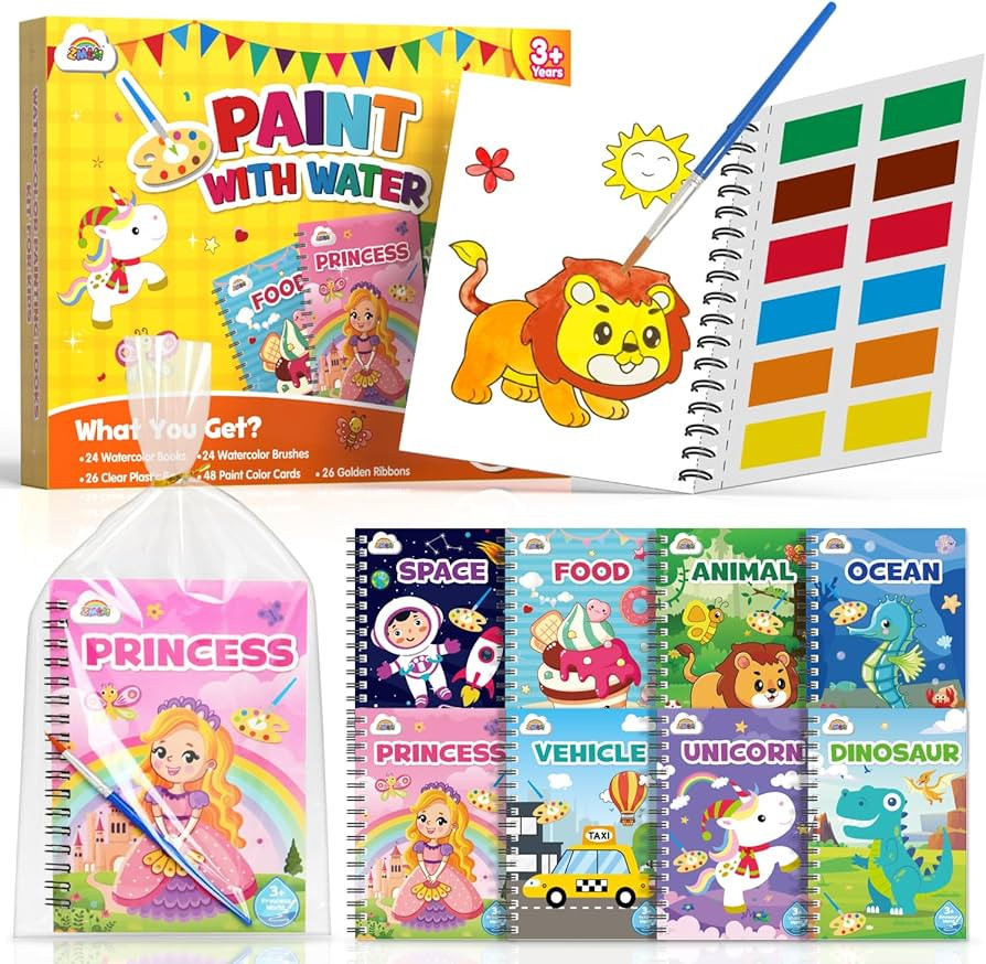 ZMLM 24 Water Coloring Books for Kids Party Favors - Bulk Mini Coloring Books for Kids Ages 4-8,S... | Amazon (US)