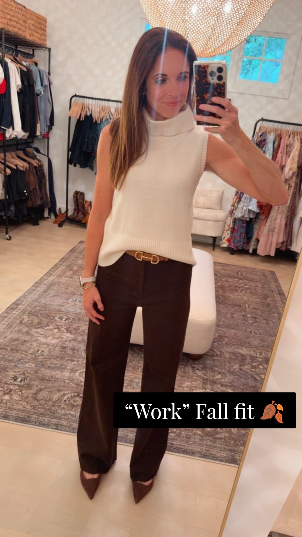 Loving this transitional Fall work outfit 🍂 These mocha Pistola jeans and cashmere sleeveless sweater are perfection! These sling back suede heels are the perfect way to dress up any Fall outfit 👌🏻

#LTKgrwm #LTKootd #LTKmomlife