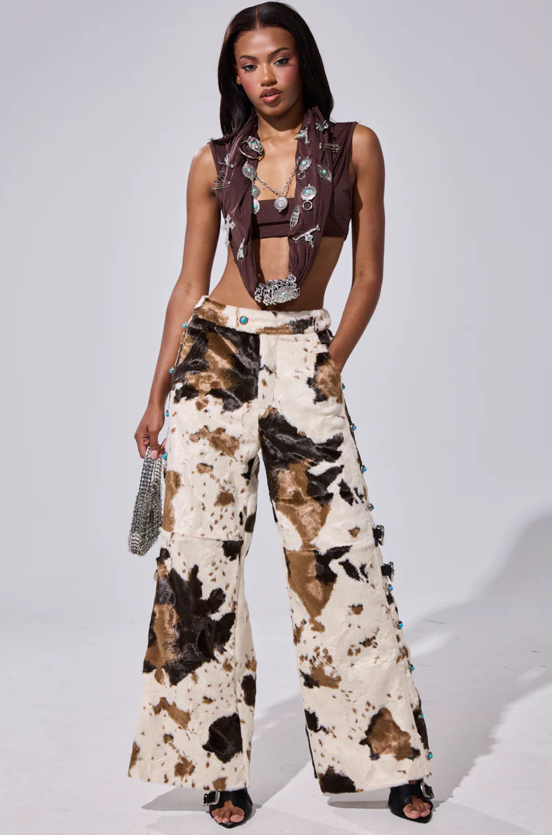 HIGHLAND COW FAUX FUR PANT | AKIRA