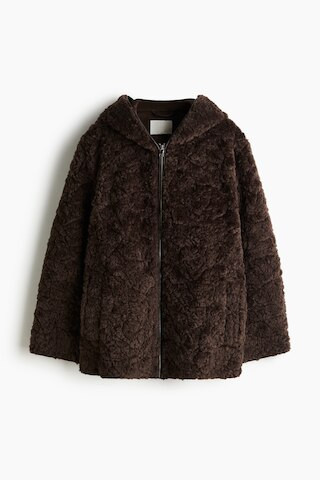 H & M - Kapuzenjacke aus Teddyfleece - Braun - Damen | H&M (DE, AT, CH, NL, FI)
