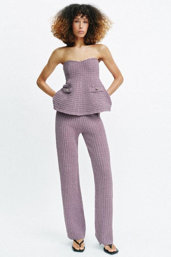 TEXTURED STRETCH PANTS | Zara US