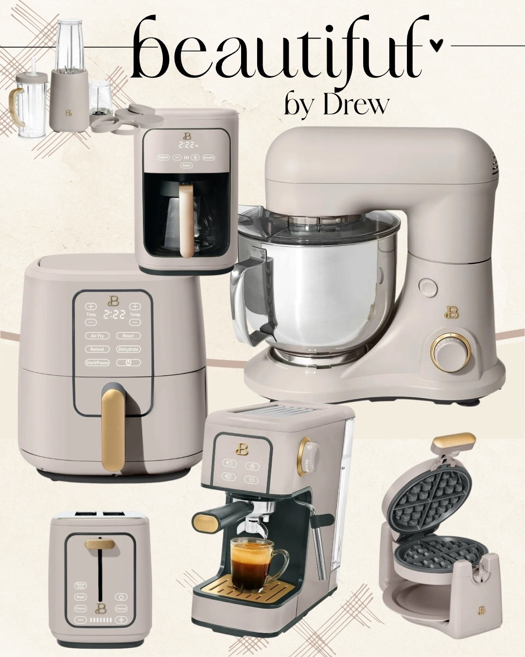 ✨ BEAUTIFUL by Drew Kitchen Must-Haves ✨
The prettiest neutral kitchen appliances that actually elevate your whole space. 🤍 From the air fryer, stand mixer, and espresso maker to the coffee pot, waffle maker, blender, and touchscreen toaster — these bestselling pieces are trending for a reason.

If you love modern kitchen decor, aesthetic appliances, neutral tones, gold accents, Walmart home deals, small kitchen upgrades, clean aesthetic kitchens, or minimalist home style, these are chef’s kiss.

Linked everything for you in one place! 🍽️✨

#LTKhome #LTKfinds #BeautifulByDrew #kitchenappliances #neutralhomedecor #aesthetickitchen #walmarthome #kitchenmusthaves #applianceupgrade #modernkitchenstyle #coffeebarsetup #kitchenfavorites

#LTKHome #LTKGiftGuide #LTKFindsUnder100