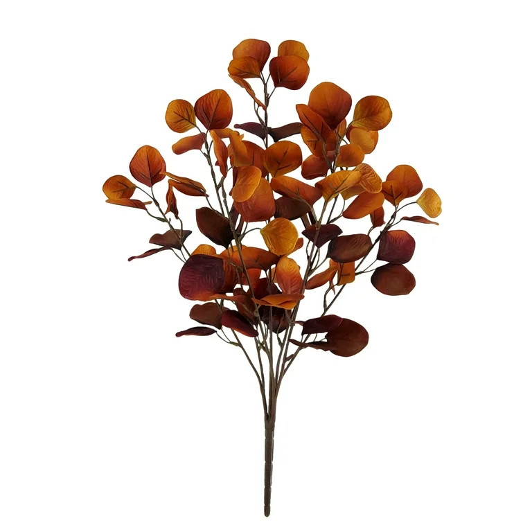 Mainstays Indoor 22 inch Artificial Eucalyptus Mixed Bush, Orange Color | Walmart (US)