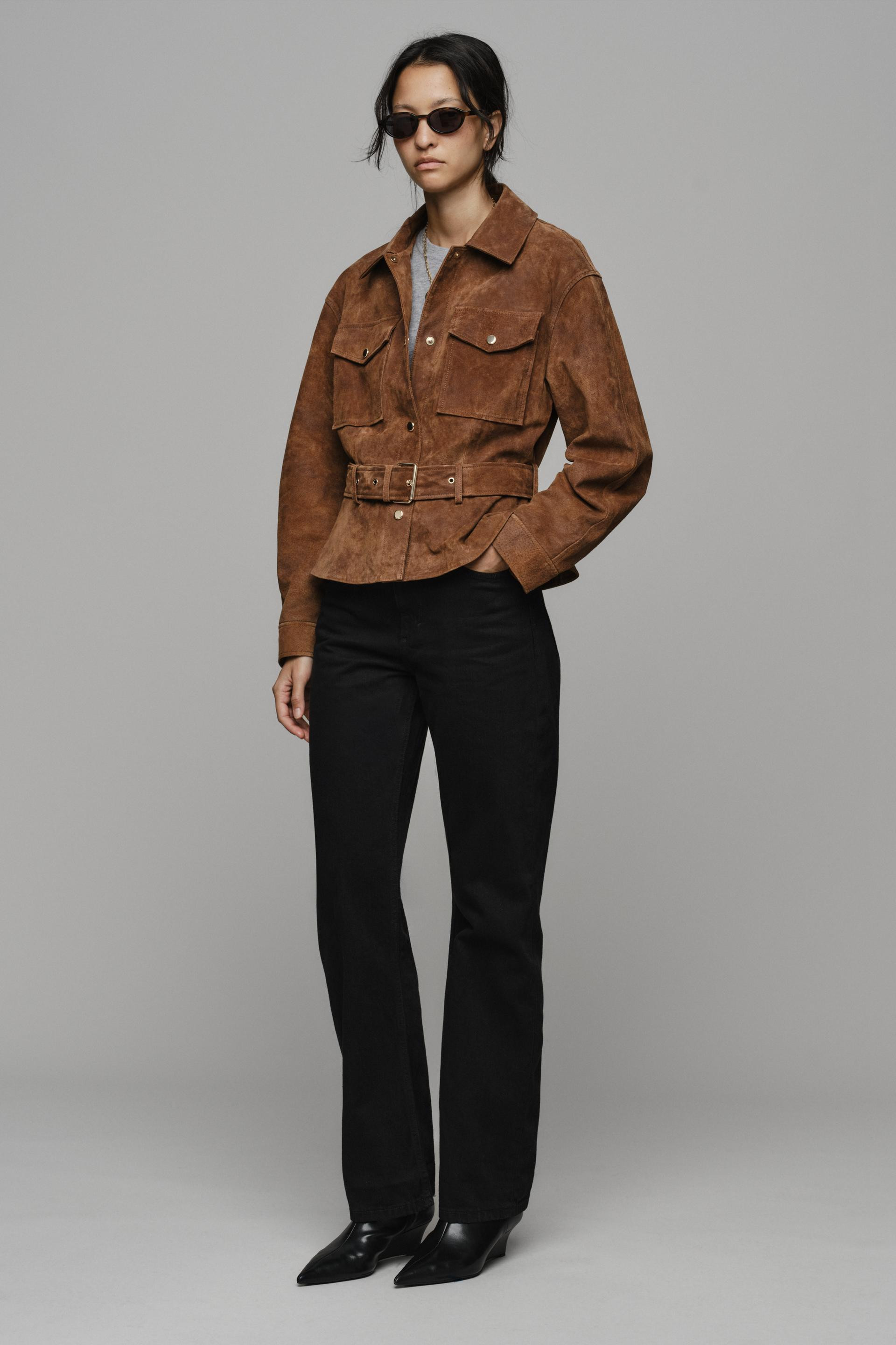 Zara - 100% Leather Belted Jacket - Light Brown - Xl - Woman | Zara US