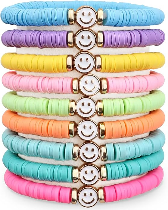 Preppy Bracelets for Teen Girls - Stackable Boho Surfer Friendship Bracelets Set for Little Girls... | Amazon (US)