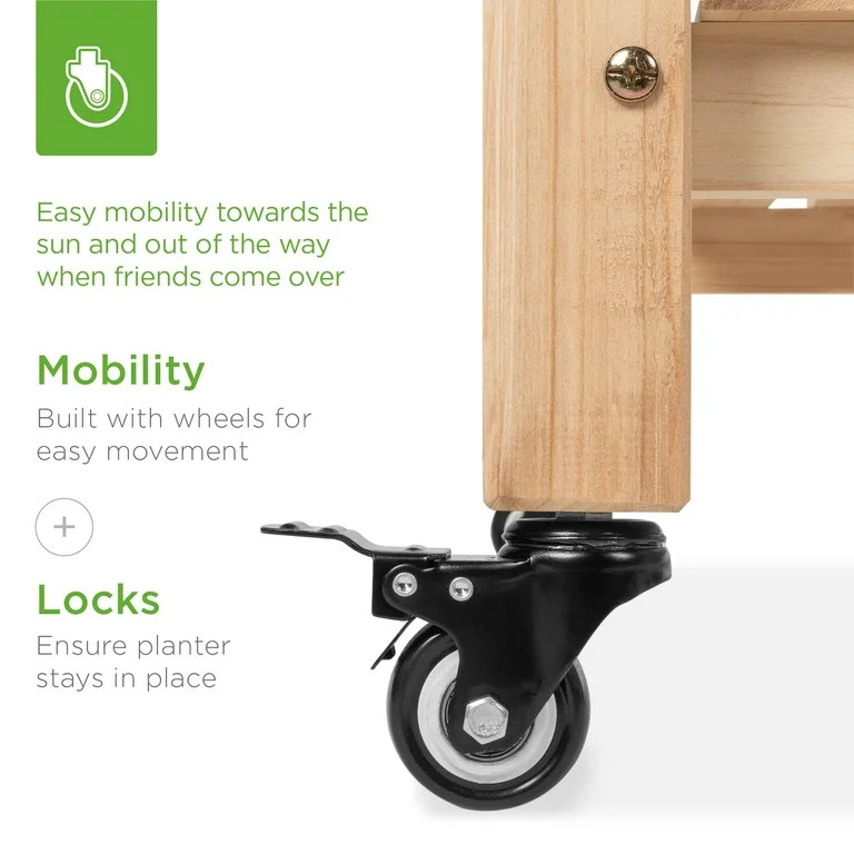 Best Choice Products Raised Garden Bed 48x24x32in Mobile Elevated Wood Planter w/ Lockable Wheels... | Walmart (US)