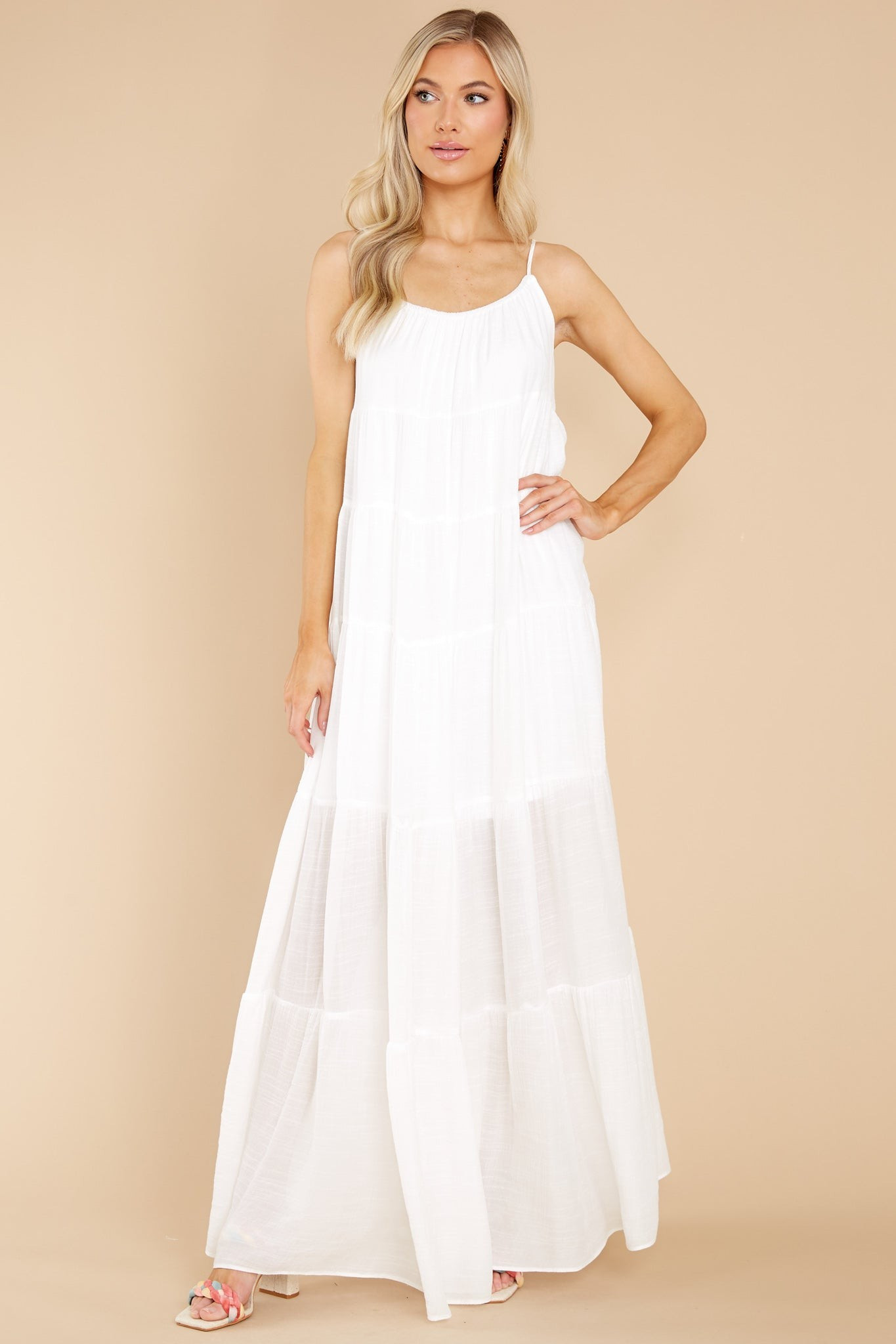 Waiting By The Wayside White Maxi Dress | Red Dress 