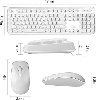 Wireless Keyboard Mouse Combo, 2.4GHz White Wireless Keyboard Typewriter, Letton Full Size Office... | Amazon (US)
