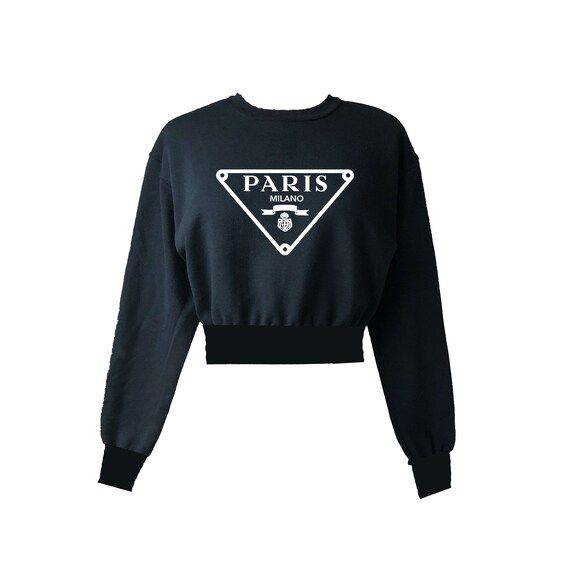 PARIS Black White Cropped Sweatshirt Cute Designer Style | Etsy | Etsy (US)