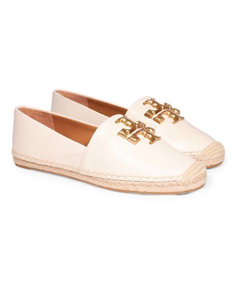 Tory Burch White & Goldtone Eleanor Espadrille Leather Flat - Women | Best Price and Reviews | Zu... | Zulily