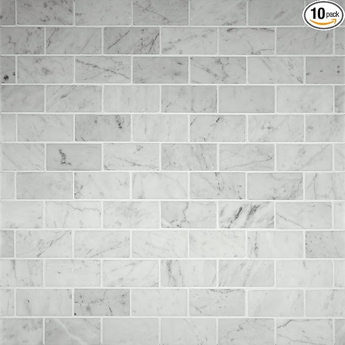 MSI Carrara White Polished Marble Subway Tile for Kitchen Backsplash, Wall Tile for Bathroom, Flo... | Amazon (US)