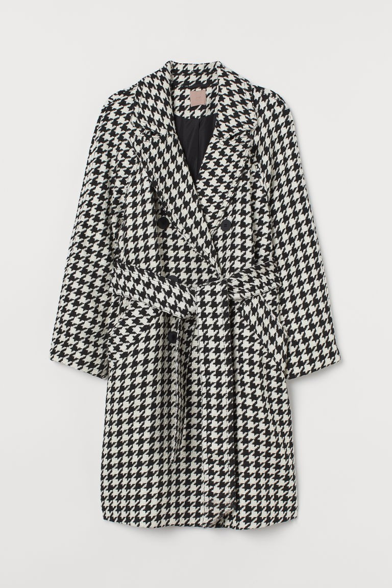 H & M - H & M+ Houndstooth-pattern Coat - Black | H&M (US + CA)