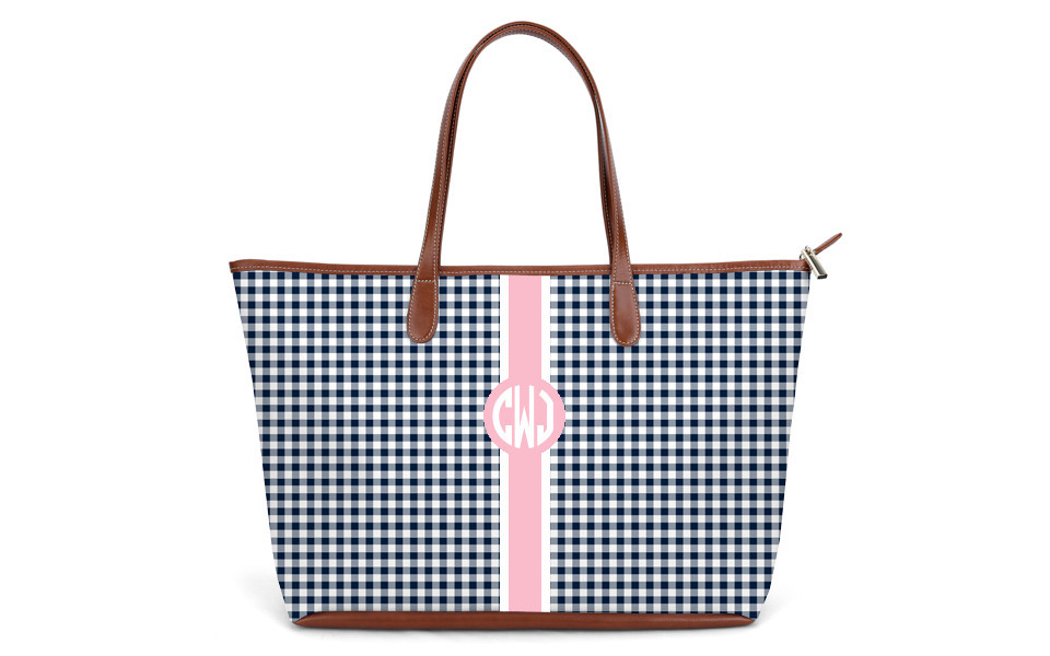 St. Anne Zippered Tote - Monogram Stripe | Barrington Gifts