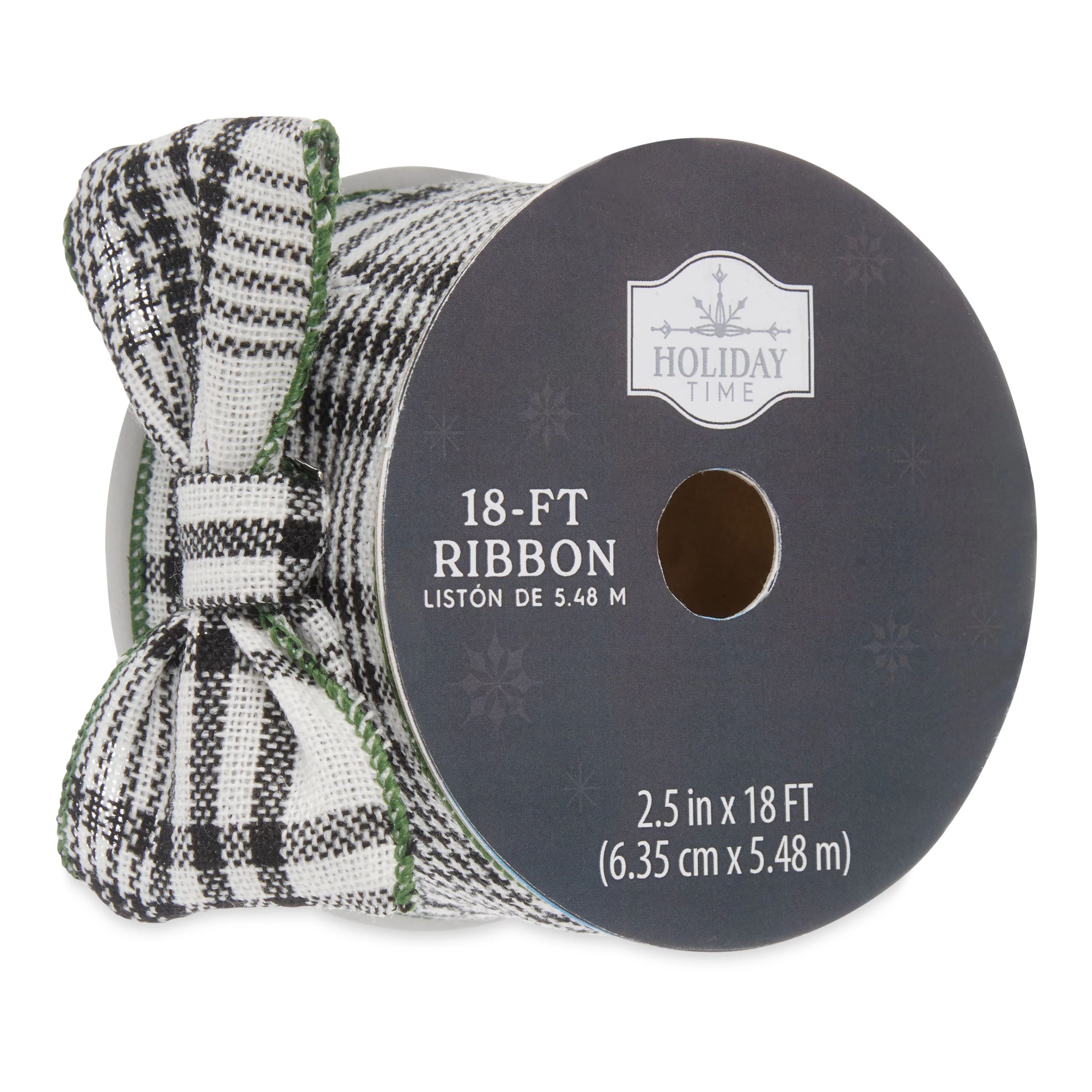 Holiday Time Black and White Plaid Ribbon, 2.5" x 18' | Walmart (US)