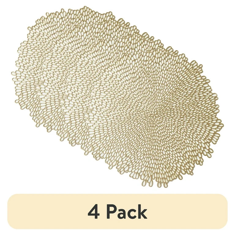 (4 pack) Mainstays Blossom Pressed Vinyl Table Placemat Gold 15.25" x 15.5" - Walmart.com | Walmart (US)