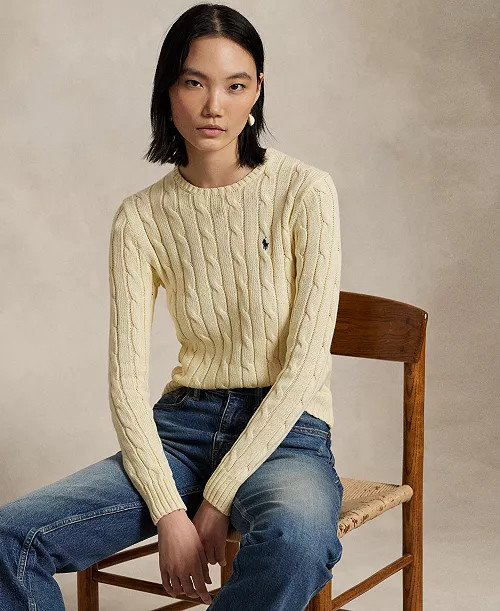 Polo Ralph Lauren Women's Cable-Knit Cotton Crewneck Sweater - Macy's | Macy's