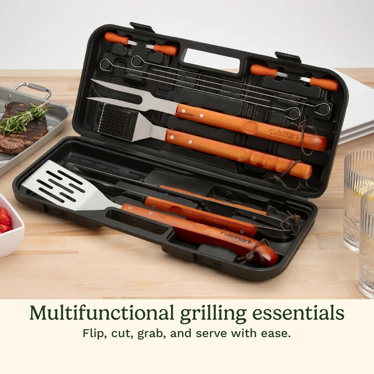 Cuisinart 13-Piece Wooden Grill Tool Set, BBQ Accessories and Grill Tools, Durable Stainless-Stee... | Walmart (US)