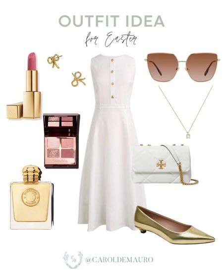 Get ready for Easter in style! Here's a white midi dress paired with metallic shoes, a white purse, and more!
#springfashion #outfitinspo #transitionalstyle #classiclook

#LTKSeasonal #LTKstyletip #LTKbeauty